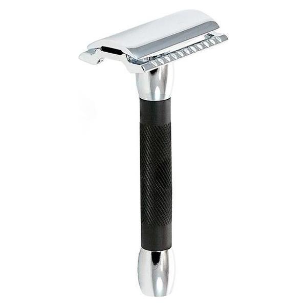 Merkur 30C Chrome with Black Rubber Handle Safety Razor [30 011]