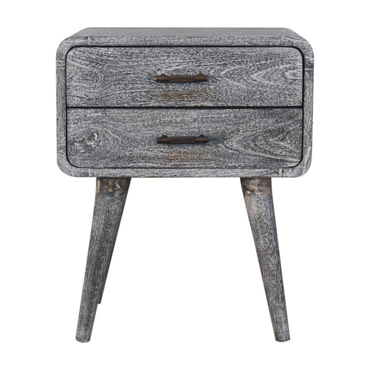 Solid Wood Sandblasted Ash Curved Bedside Table