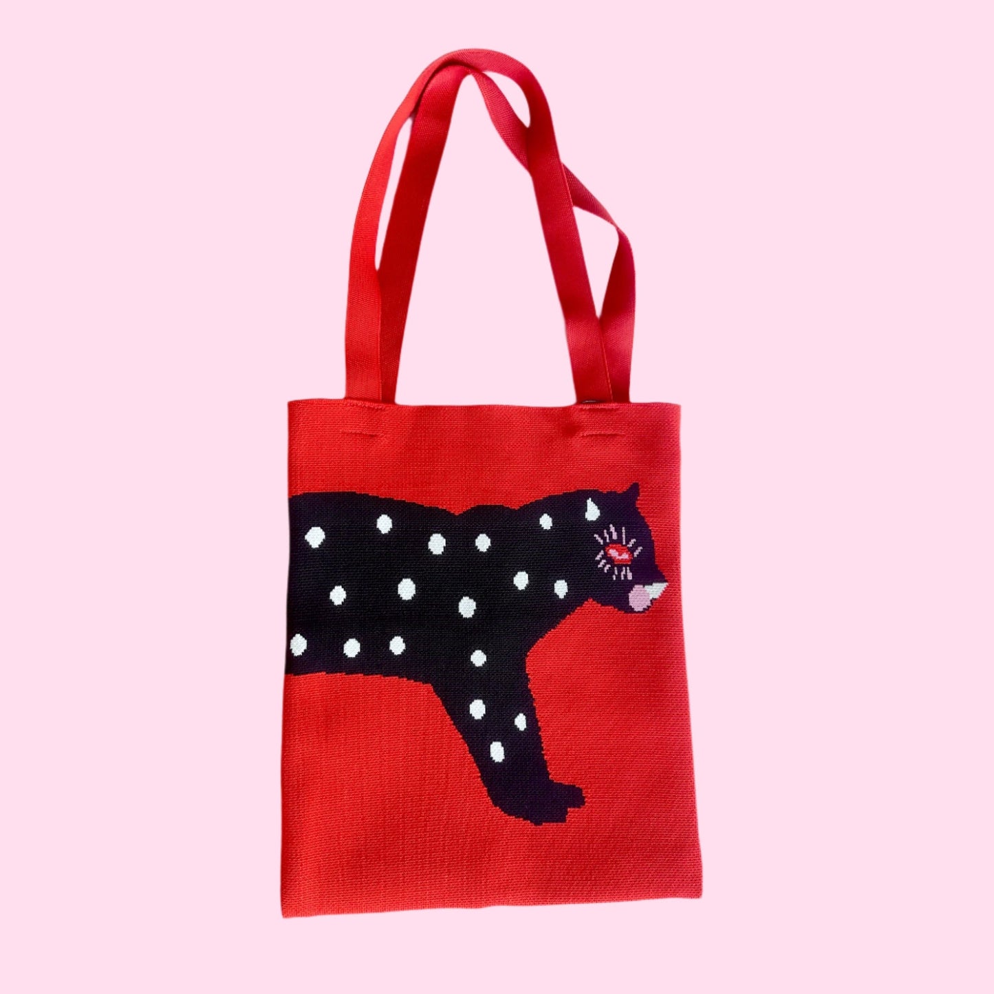 Polka Cat Knit Tote Bag
