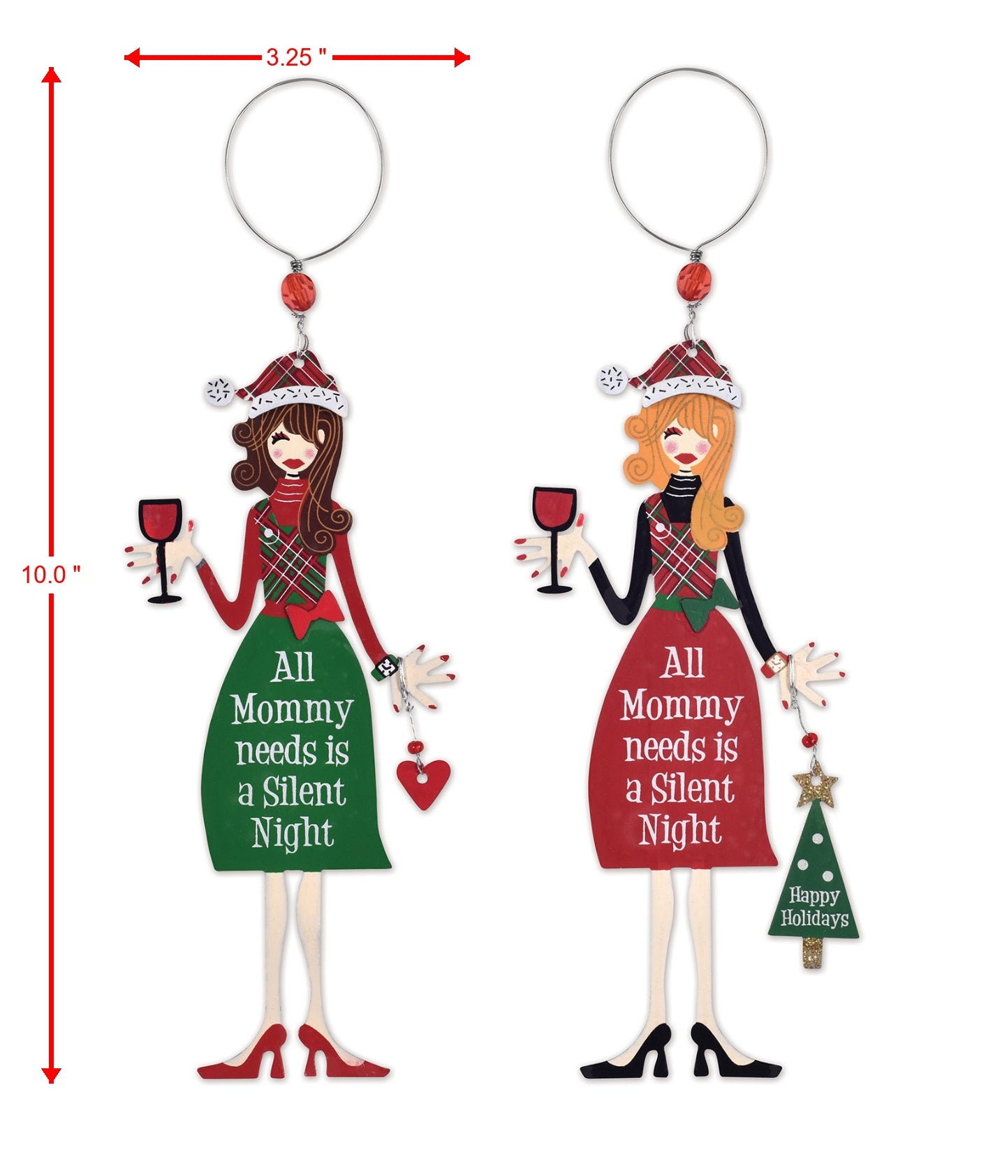 Sassy & Sip-Ready Wine Moms Ornaments - Set of 4