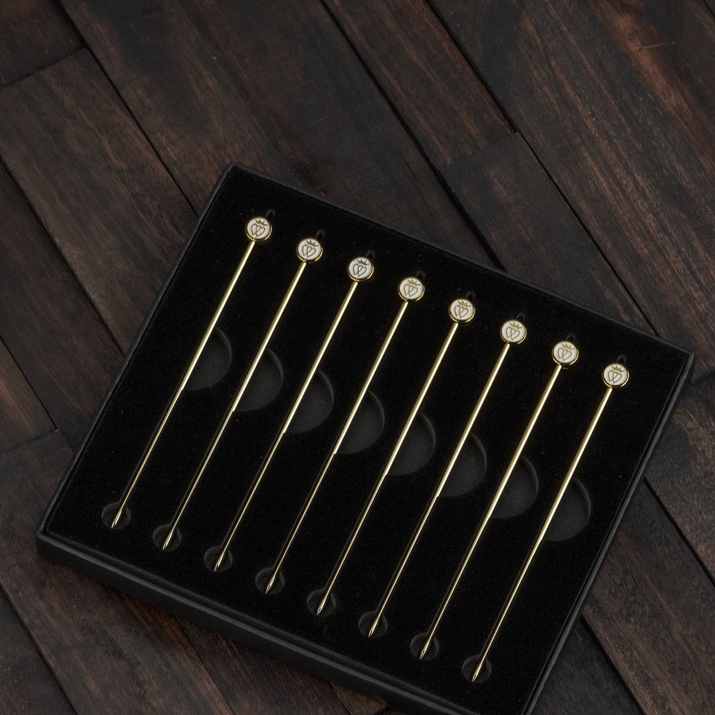 Prince of Scots Luckenbooth Logo 8-Pack  XL-Cocktail Picks (Gold in Gift Box)