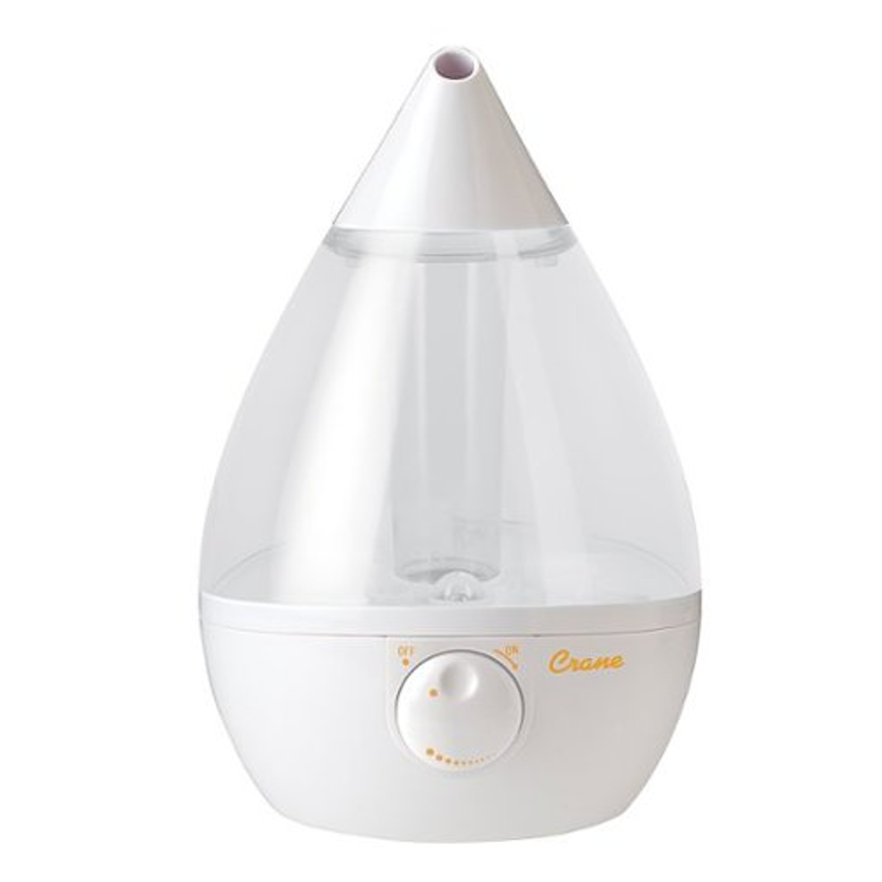 Crane Drop 1 Gallon Ultrasonic Cool Mist Humidifier, Clear/White