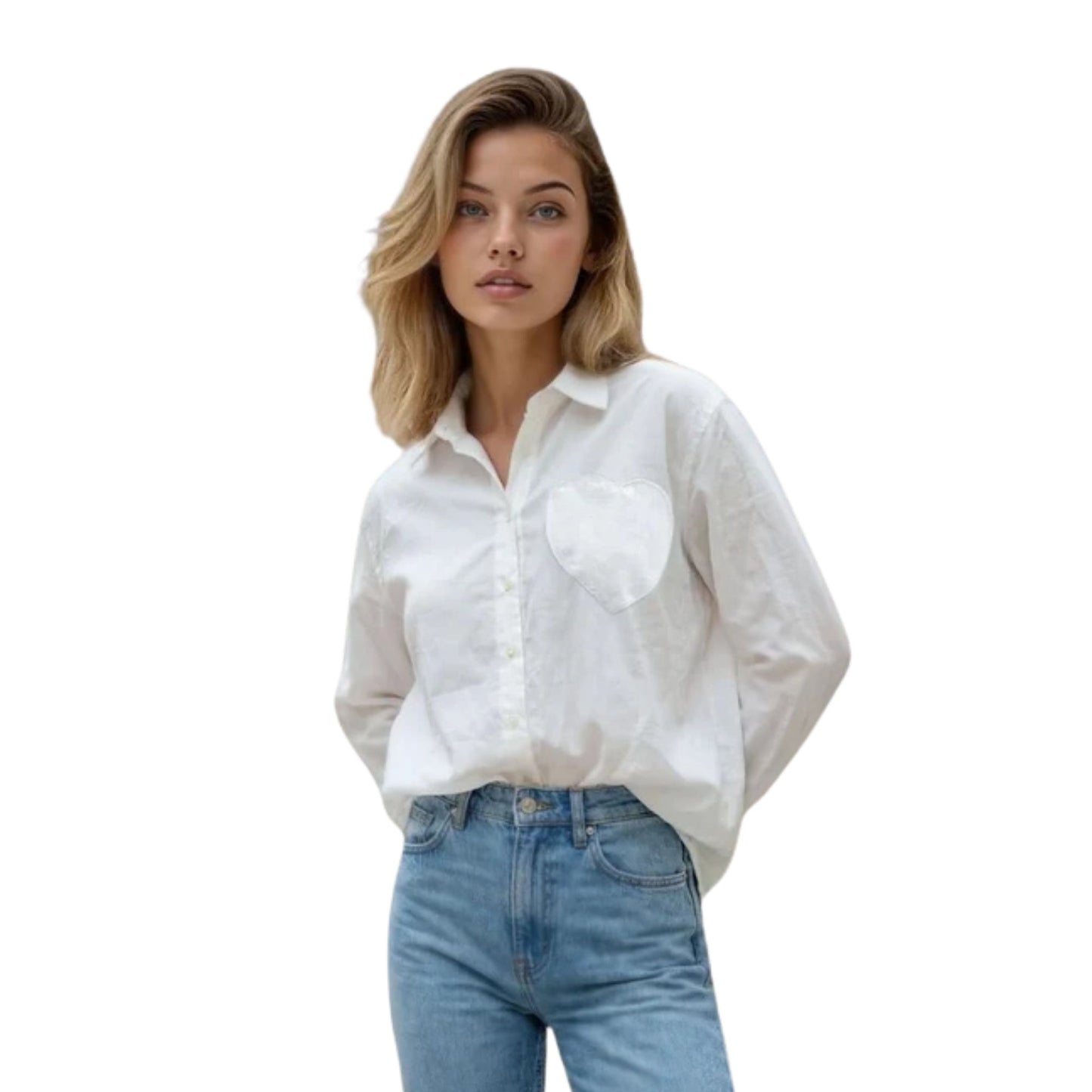 Good Boyfriend Shirt with Heart Pocket Classic White