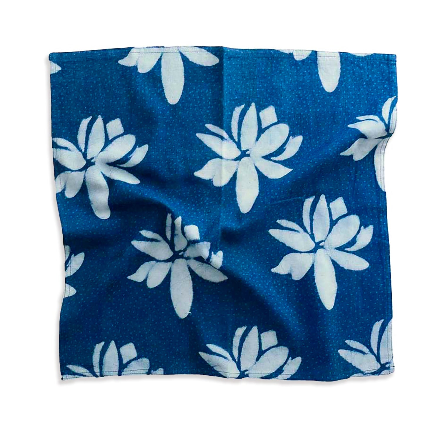 Hand Block Printed Blue Lotus Napkin (Set of 4) - Lotus Blue