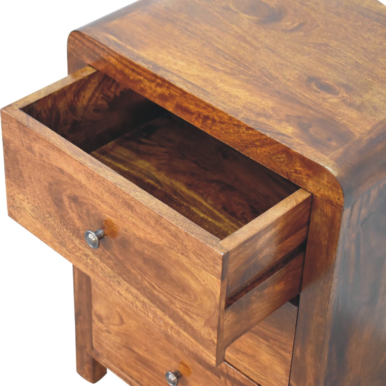 Naya Nightstand, 3-Drawers, Chestnut Brown