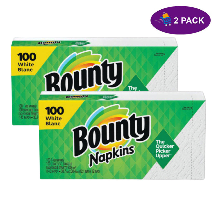 Bounty Quilted Napkins - 1 Ply - 12.10" X 12" - White - Paper - Soft - 100 / Pack