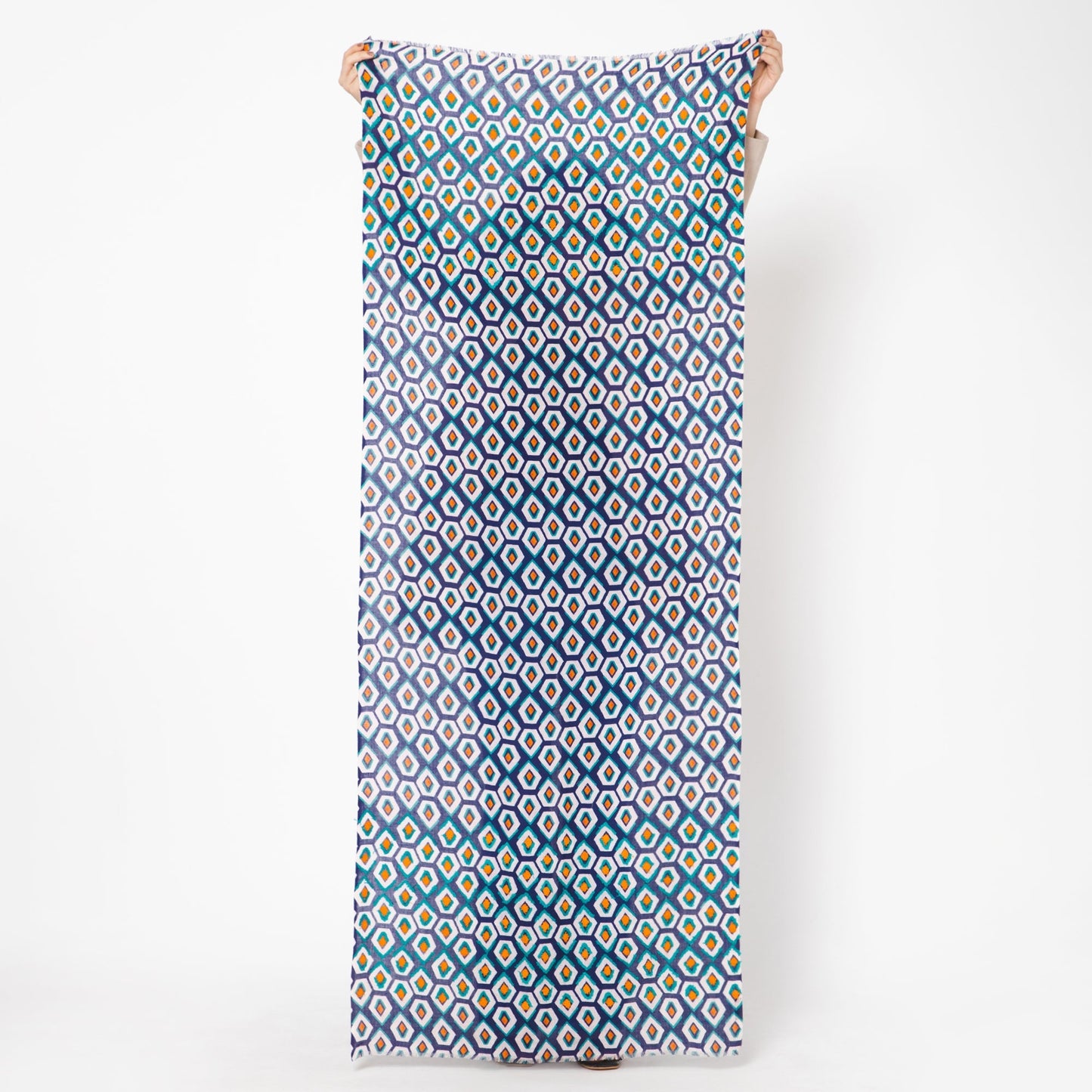 Pentagon Embroidered Scarf - Navy Blue