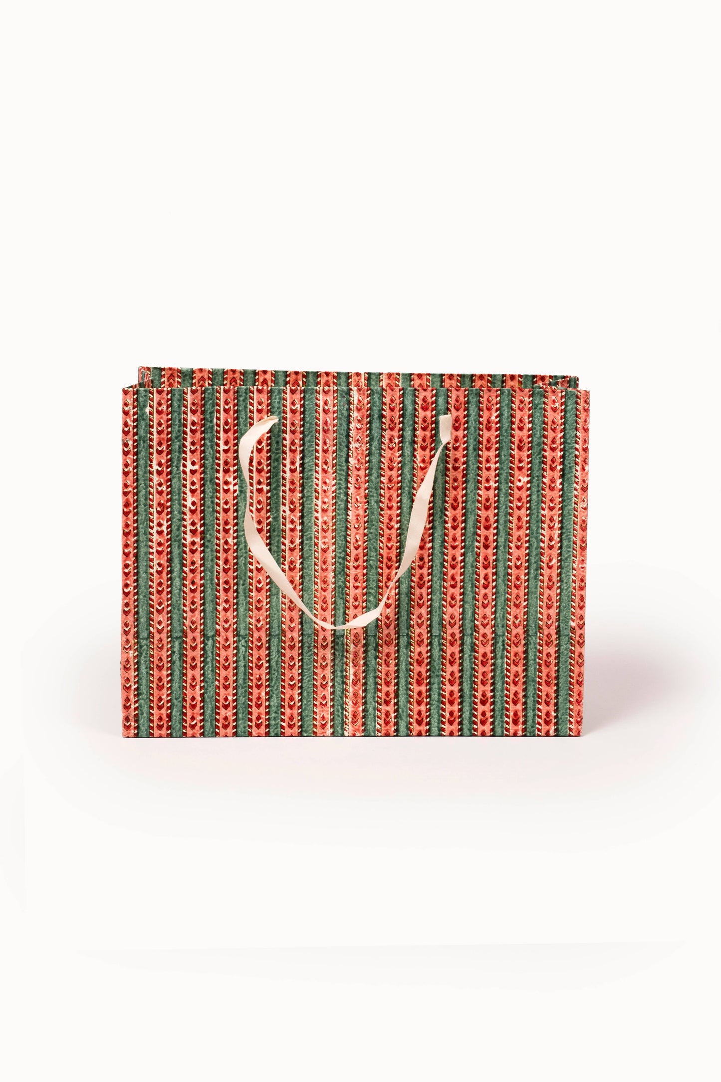 S/3 Large Crimson Gift Bags - Block Print