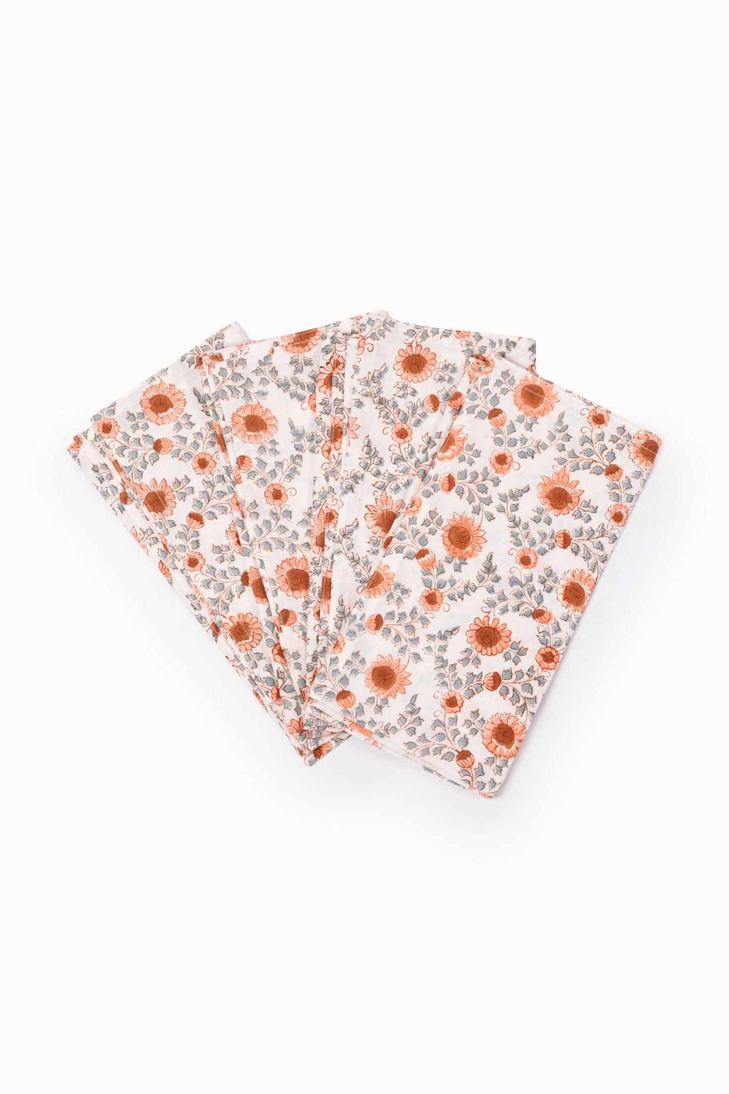 Terracotta Bloom Floral Block Print Napkins (Set of 4)