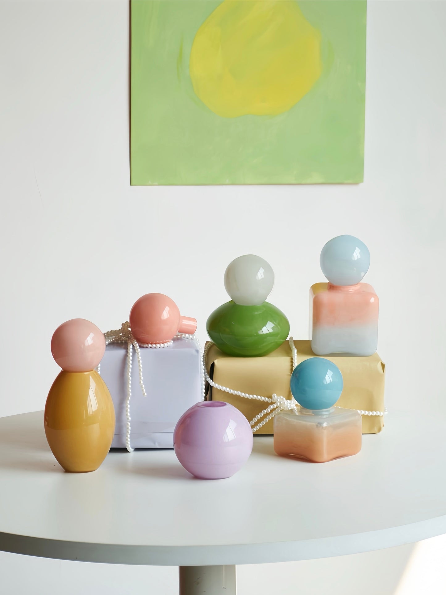Handblown Bonbon Decorative Jar, Dopamine Decor, Whimsical Diffuser Bottles