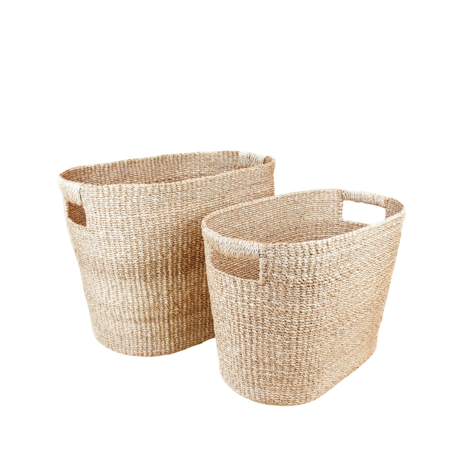 S/2 Natural Oval Abaca Baskets