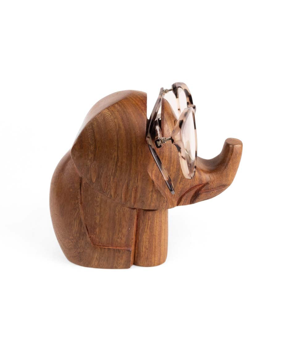 Elephant Eyeglass Holder Stand - Hand Carved Wood - Osadia Concept Store