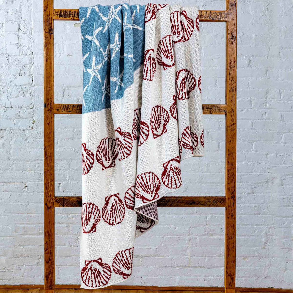 Coastal Flag - Cotton Sustainable Knit Flag/Americana Throw Blanket