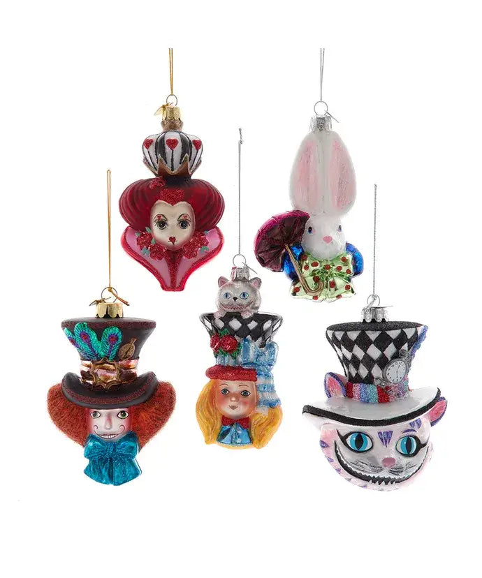 5" Noble Gems Alice Glass Character Ornament Set of 5