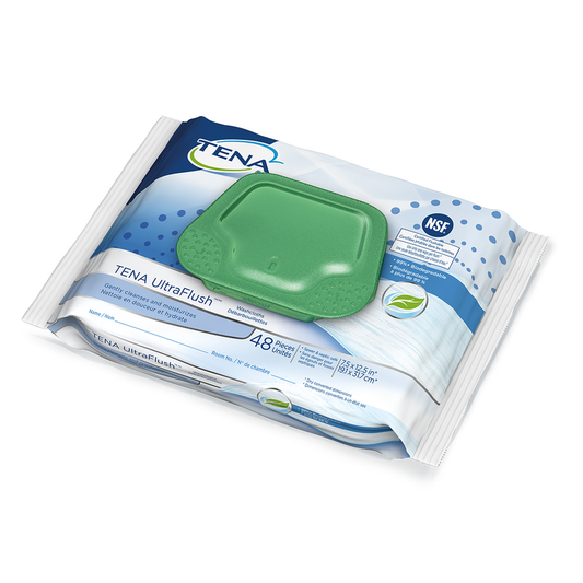 Tena UltraFlush Washcloth, Flushable Wipe, Scented