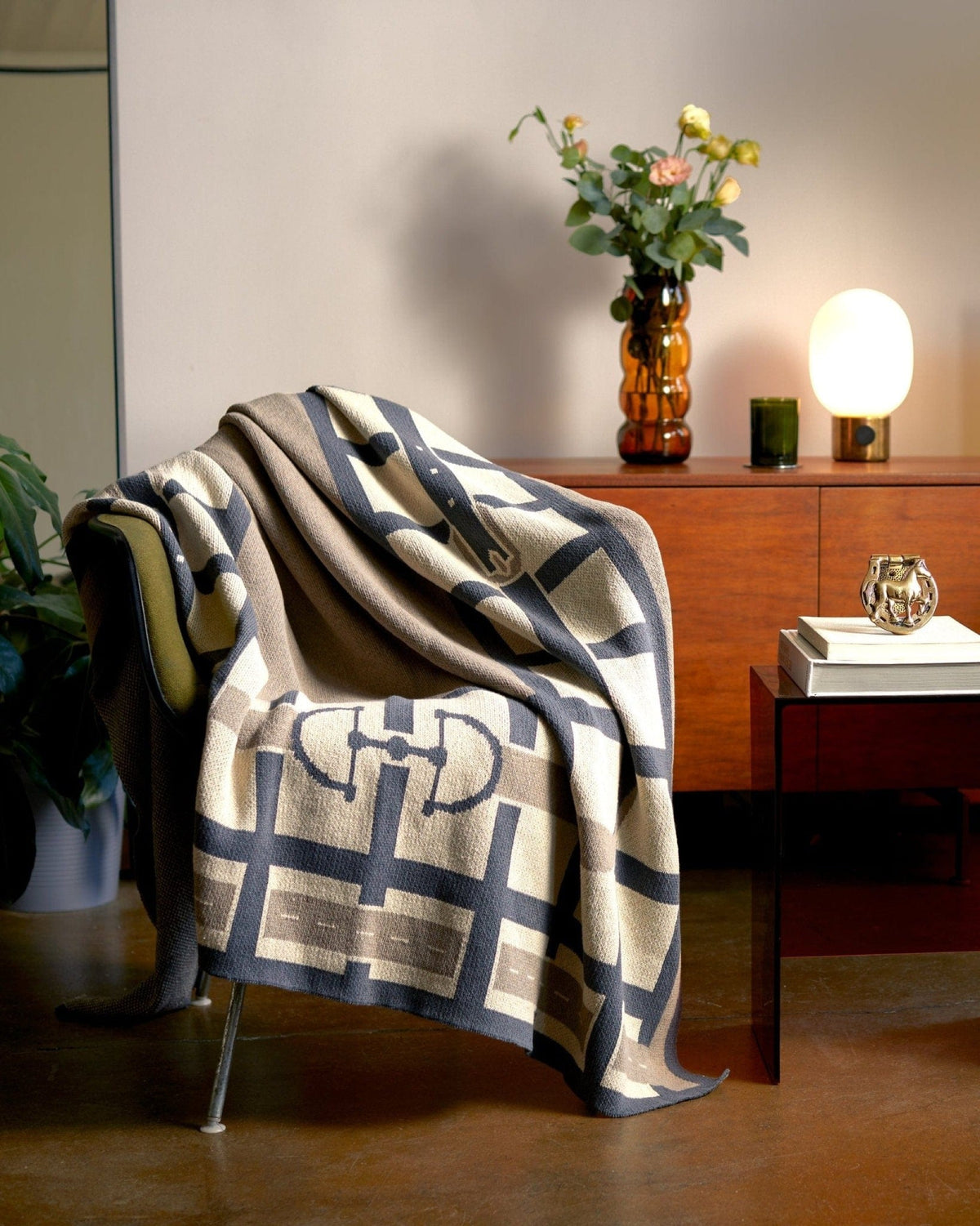 Equestrian Lattice - Cotton Sustainable Knit Throw Blanket