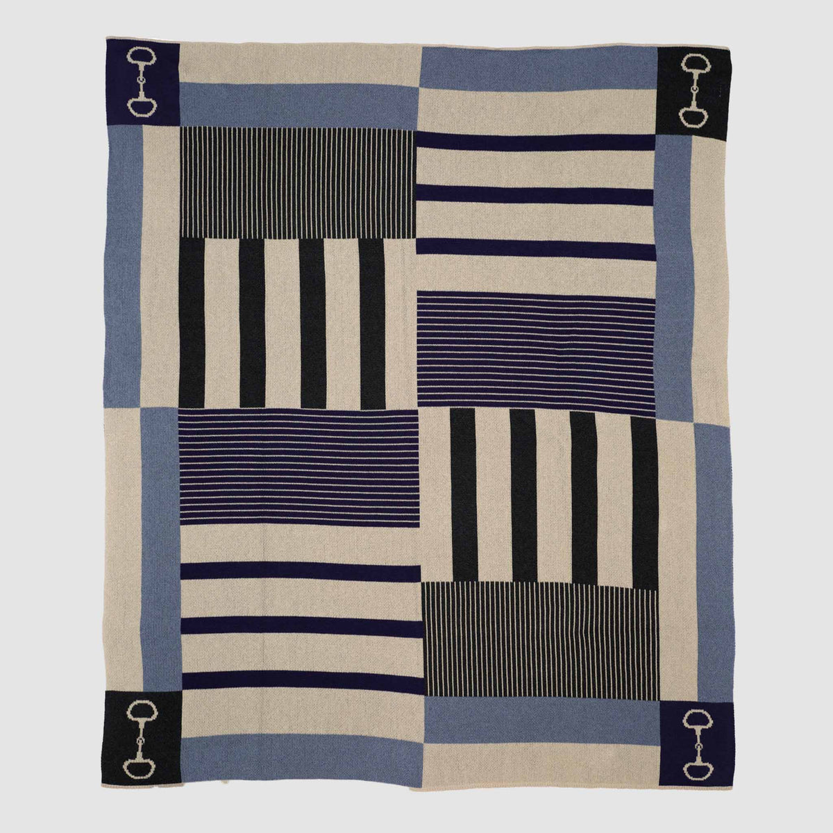 Equestrian Stable Stripe - Cotton Sustainable Knit Plaid Throw Blanket