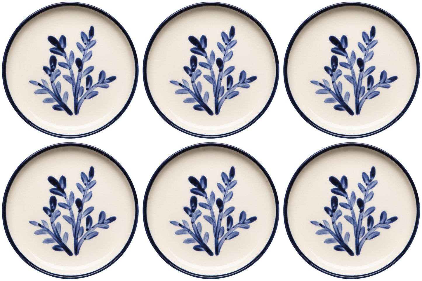 Set of 6 Floren Hand-painted Turkish Appetizer Plate 4.75 inch