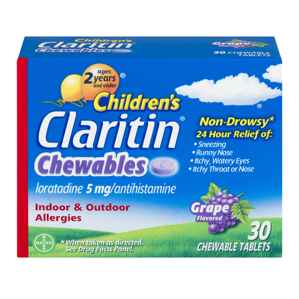Claritin Children's Loratadine Allergy Relief 24 Hour Non-Drowsy Grape Chewable Tablets - 30ct