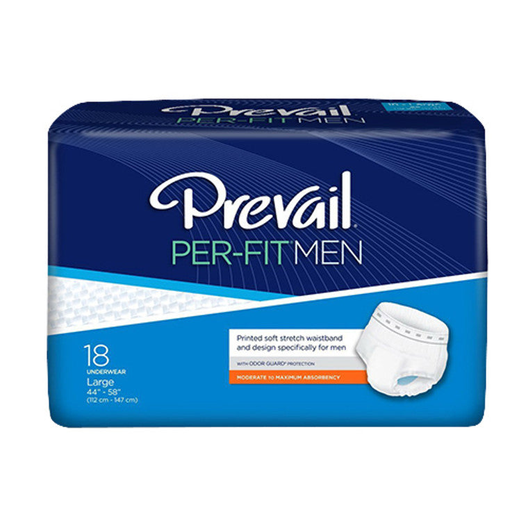 First Quality Male Adult Absorbent Underwear Prevail Per-Fit Men Pull On With Tear Away Seams Large Disposable M, Count Of 18