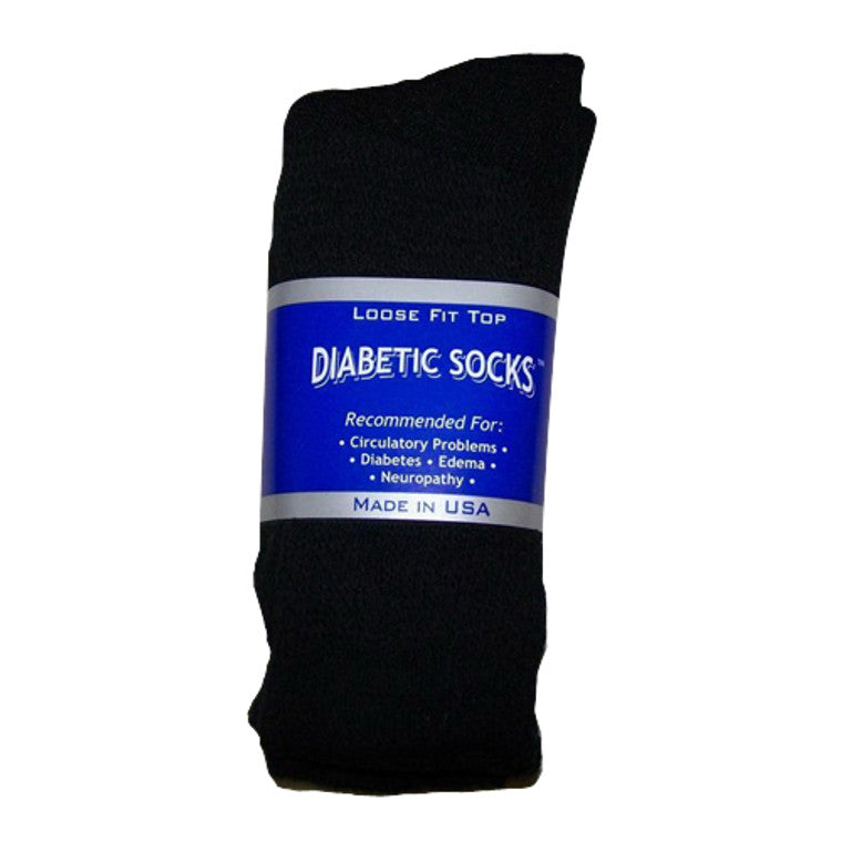 Leader Diabetic Crew Socks, Black, Large