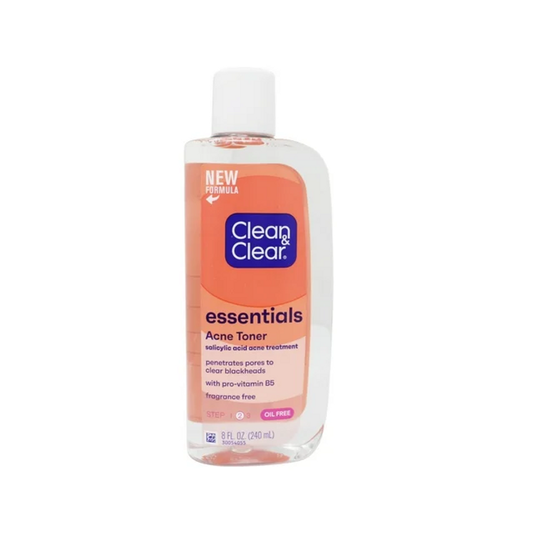 Clean & Clear Essentials Oil-Free Deep Cleaning Face Astringent With 2% Salicylic Acid Acne Medication For All Skin Types To Treat Help Prevent Pimples, 8 Fl Oz