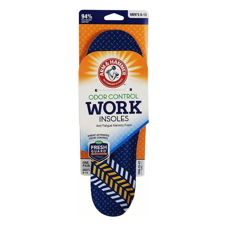Arm & Hammer Memory Foam Work Insoles, Men'S Sizes 8-13, 1 Pair