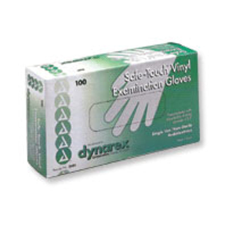 Dynarex Safe-Touch Vinyl Exam Gloves, Powdered, Large, 100 / Pack