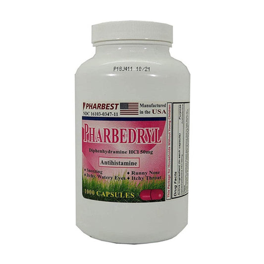 Diphenhydramine Pharbest Pharbedryl Capsules, Allergy Relief, Compare To Benadryl