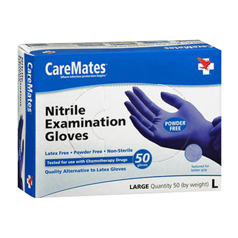 Caremates Powder Free Nitrile Examination Gloves Large