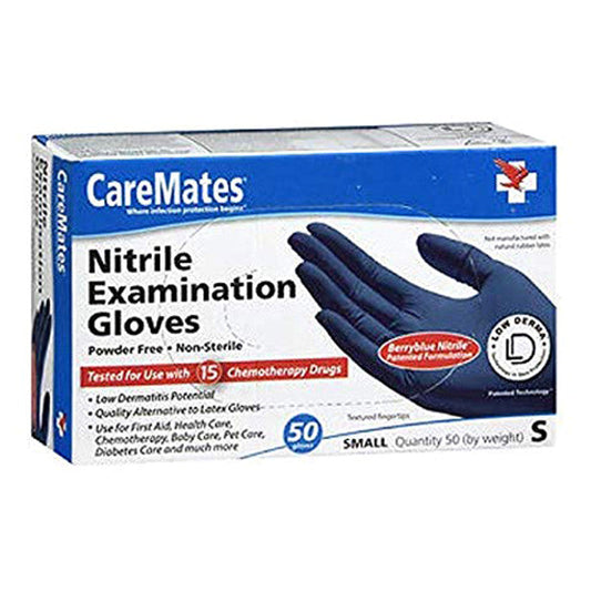 CareMates Powder Free Nitrile Examination Gloves Small
