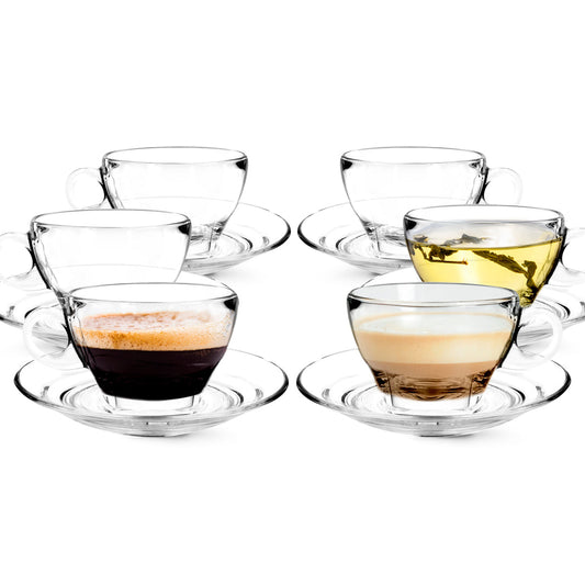 Glass Latte Cup and Saucer - 8.75oz