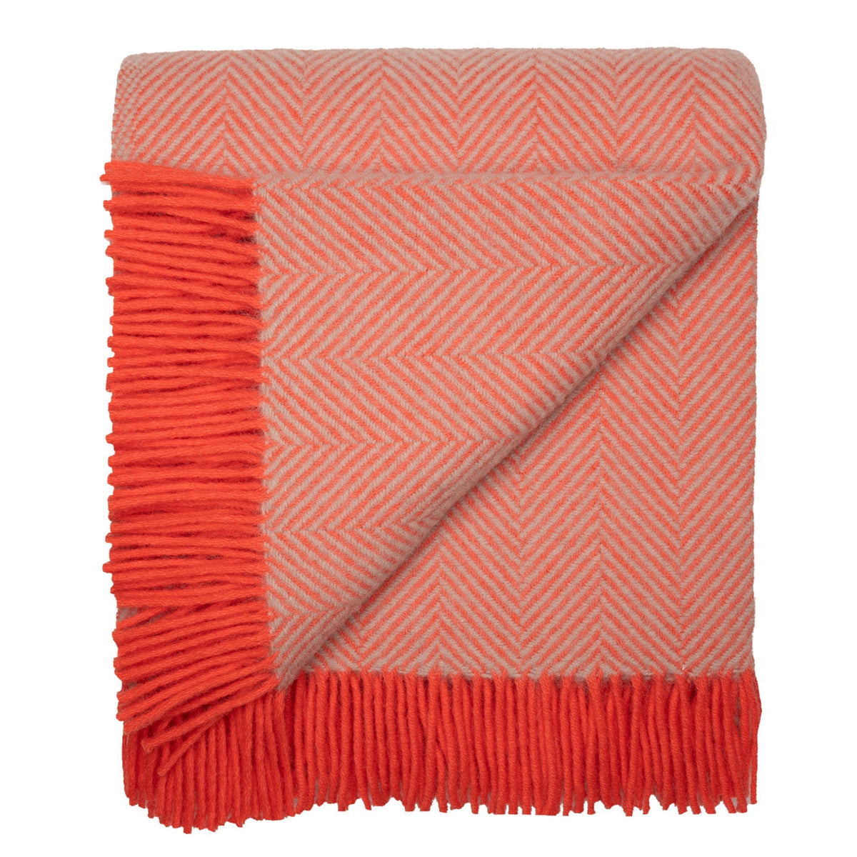 Highland Tweeds Herringbone  Pure New Wool Throw - Flamingo