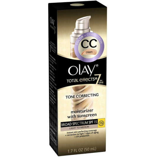 Olay CC Cream - Total Effects Tone Correcting Moisturizer With Sunscreen Broad Spectrum SPF 15 Light To Medium 1.7 Fl Oz