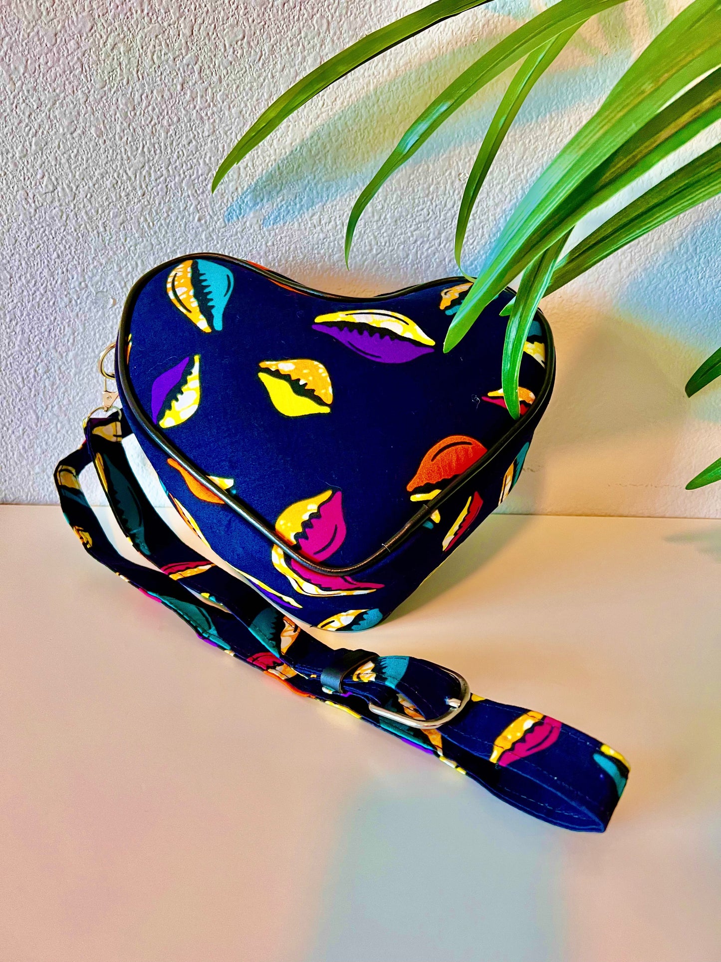 Asya Kente Heart Shaped Crossbody Bag