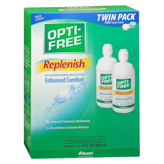 Opti-Free Replenish Multi Purpose Enhanced Comfort Twin Pack Disinfecting Solution 2 10 Fl Oz Bottle
