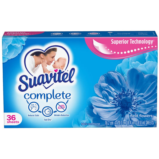 Suavitel Complete Fabric Softener Dryer Sheets, Field Flowers