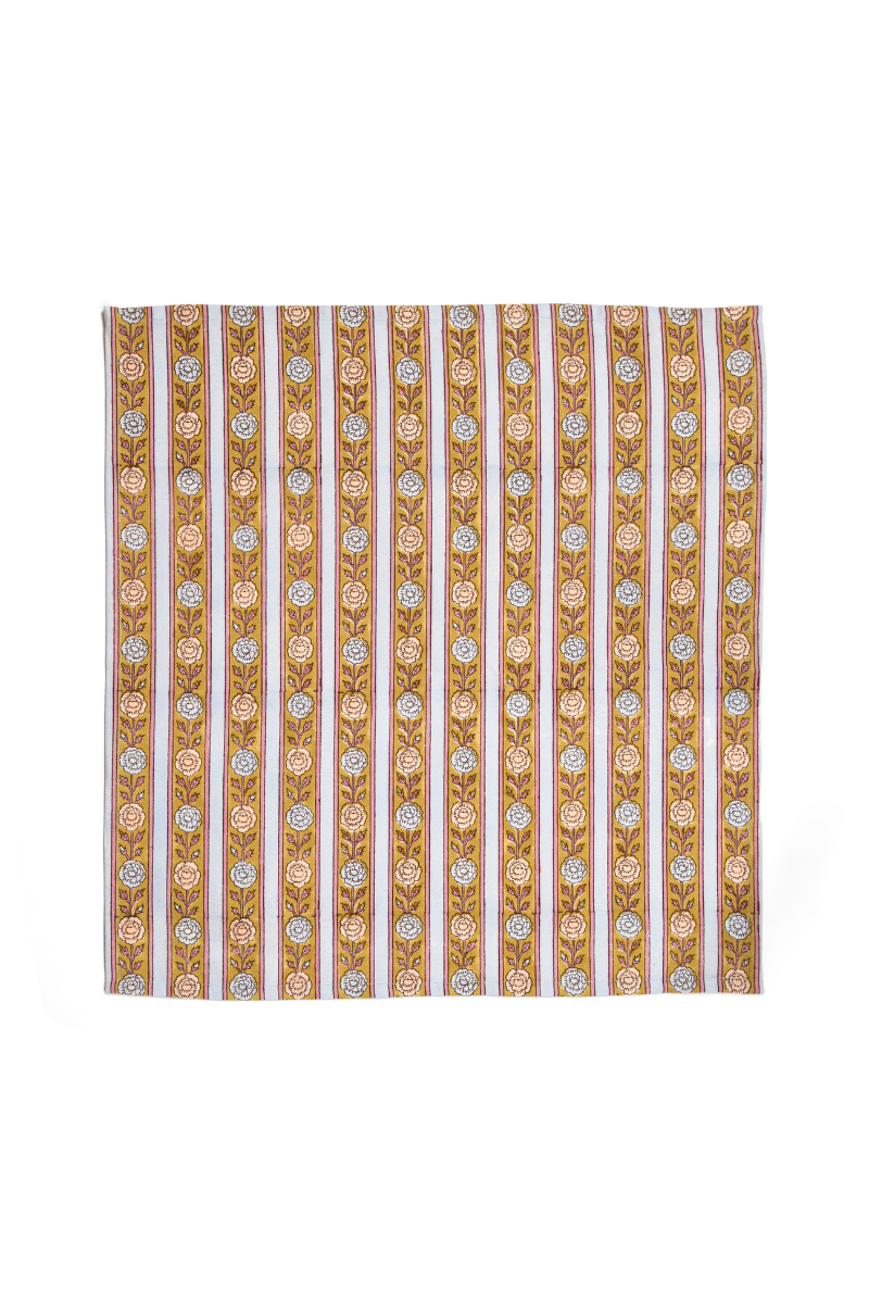 Vintage Floral Stripe Napkins, Set of 4