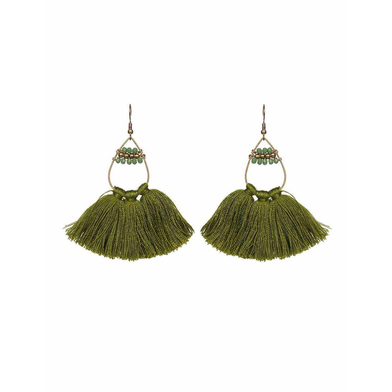 Summer Tassel Brass Bead Earrings - Thailand