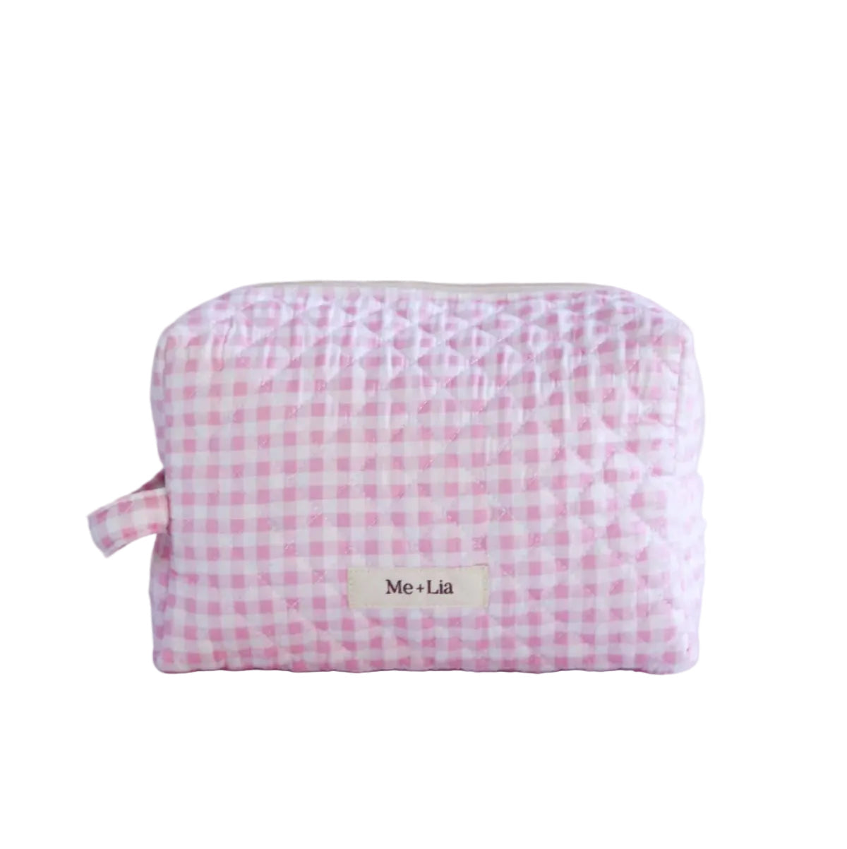 Gingham Pink Make-up Pouch - Large