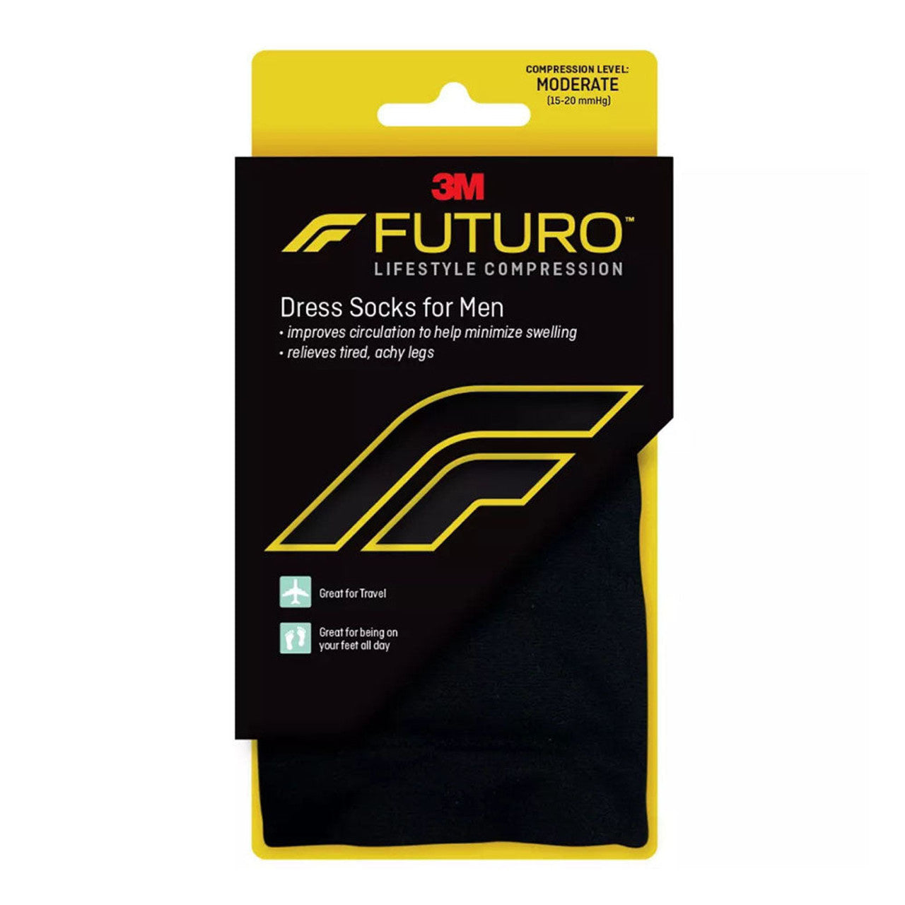 Futuro Dress Socks For Men, Moderate Compression Black, Black