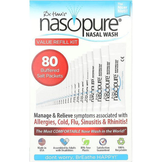 Nasopure Nasal Wash, Value Refill Kit, 80 Buffered Salt Packets - Osadia Concept Store
