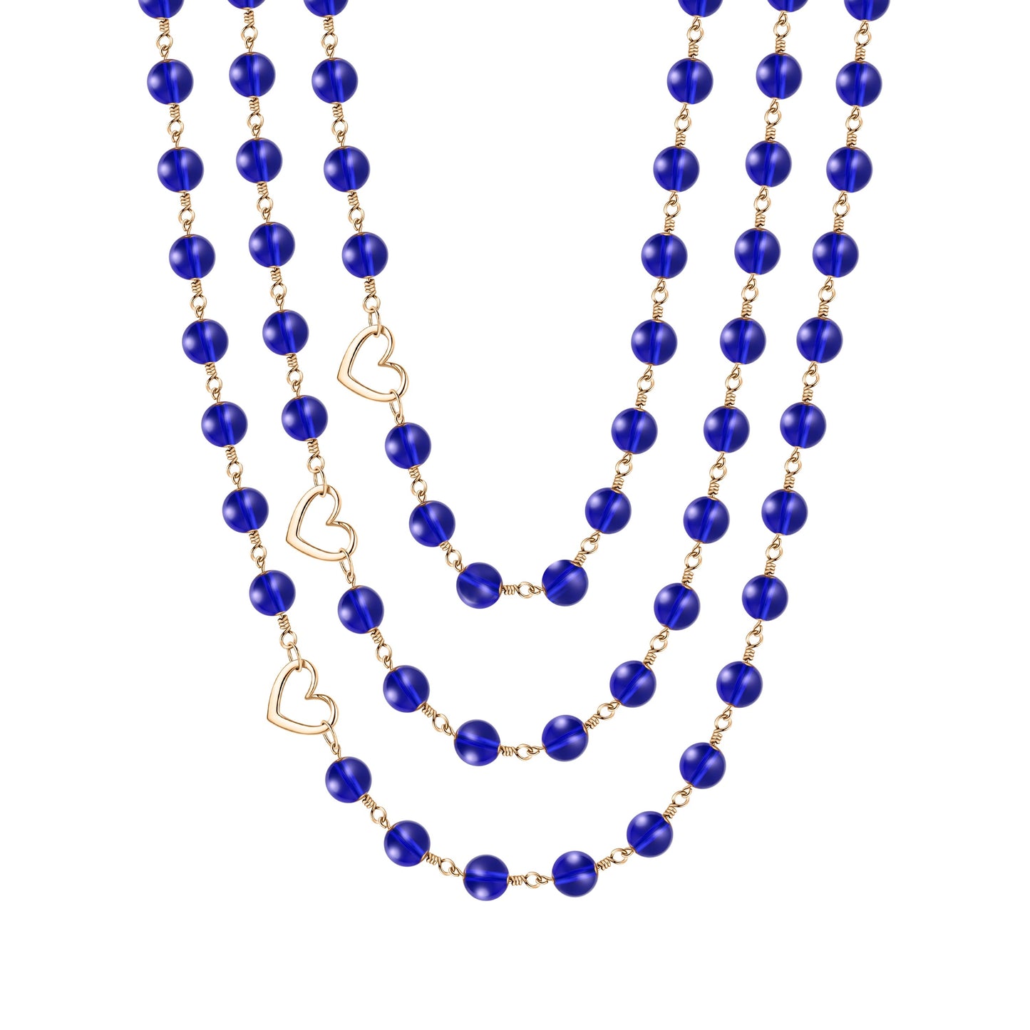 Azule Blue Glass Bead Triple Layer Necklace | Magnetic Clasp