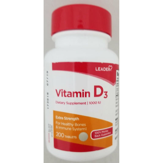 Leader Vitamin D3, Extra Strength, 1000 IU, Tablets