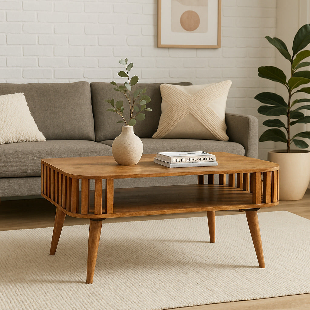 Solid Wood Slatted Oak-ish Coffee Table