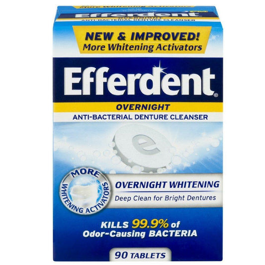 Efferdent PM Denture Cleanser, Overnight, Power Mint Flavor