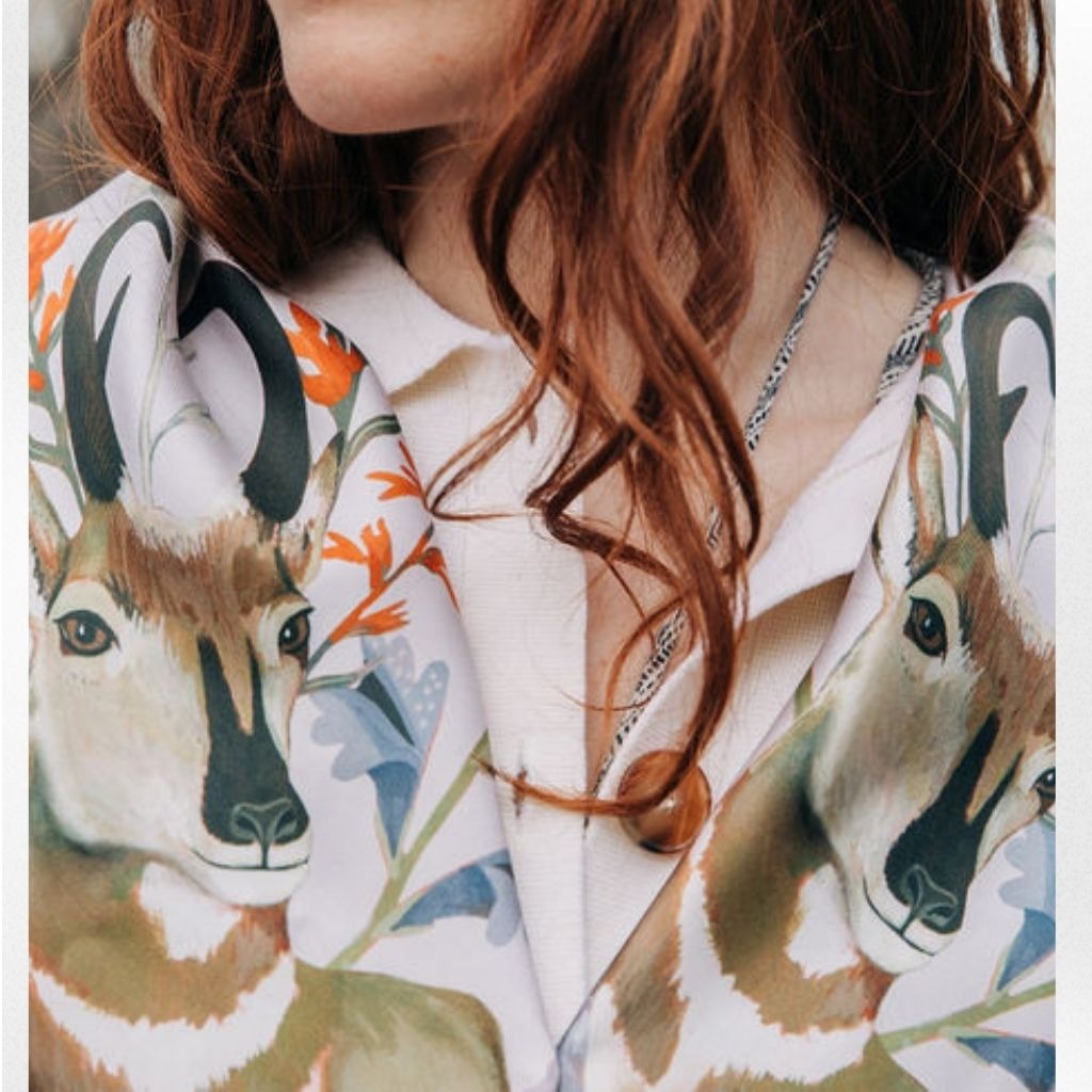 100% Silk Scarf: San Luis - Landscape Wildlife Floral