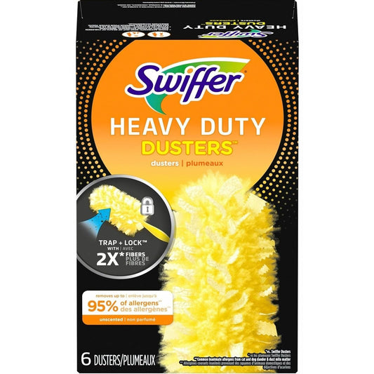 Swiffer Heavy Duty Dusters Refill, Dust Lock Fiber, Yellow, 6/Box (21620BX)