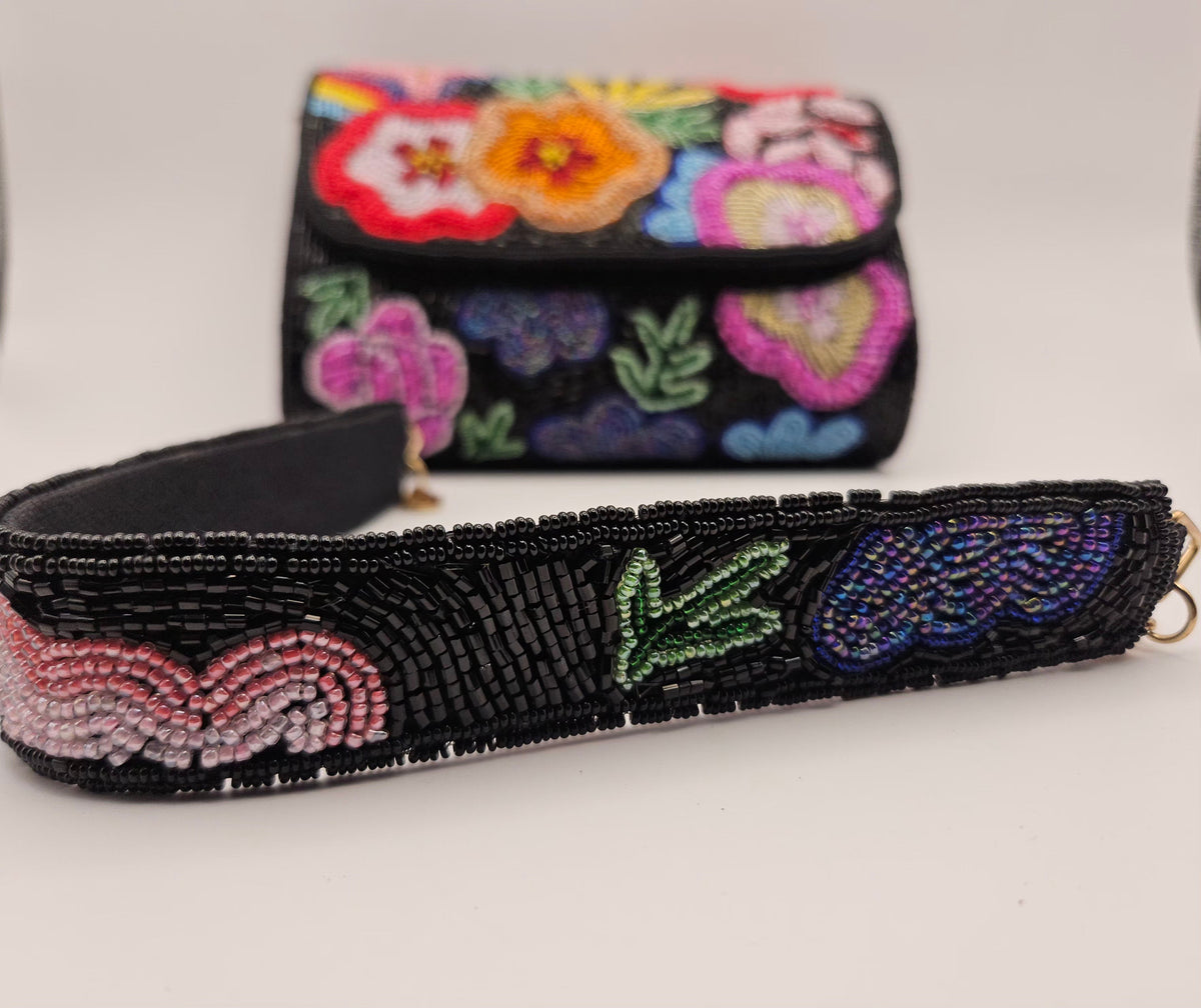 Frida Multicolour Beaded Statement Bag | Wedding Guest Evening Black Clutch