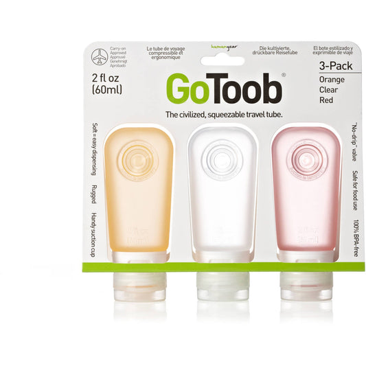 Generic GoToob, 3-Pack, Medio (2 Oz), Claro/Naranja/Rojo